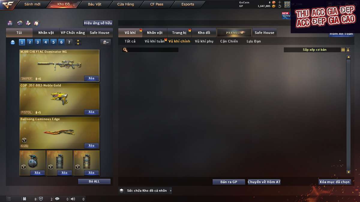 shop acc cf uy tin gia re